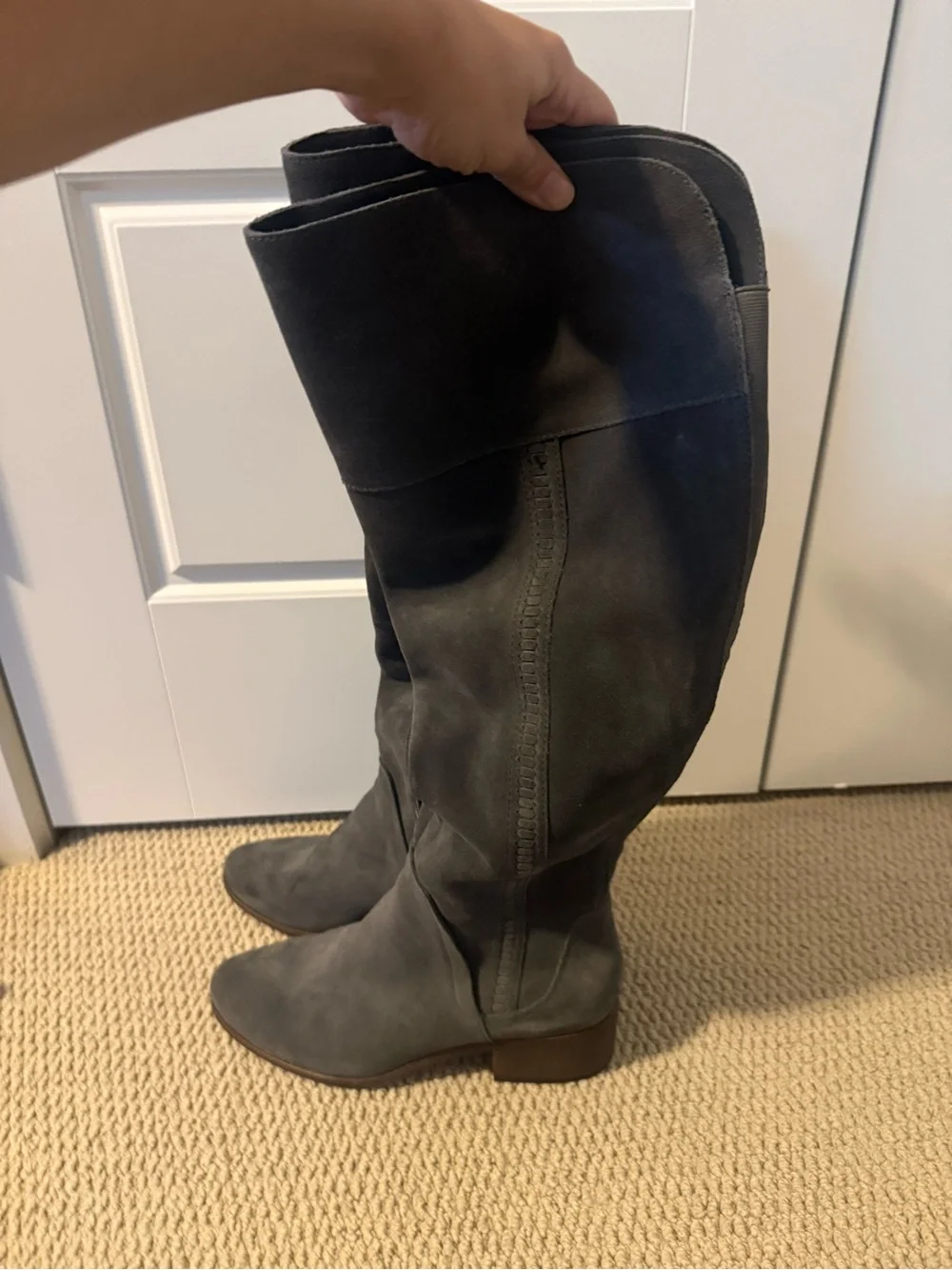 Vince Camuto Knee High Suede Boots in Charcoal Gray - WIDE CALF
